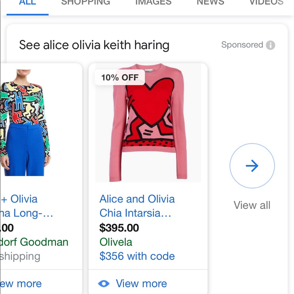 In search of Alice Olivia Keith haring sweater